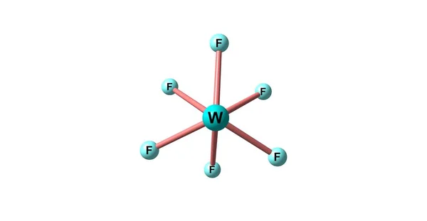 Wolfraam hexafluoride moleculaire structuur geïsoleerd op wit — Stockfoto