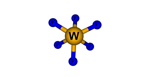 Volfram svavelhexafluorid molekylstruktur isolerad på vit — Stockfoto