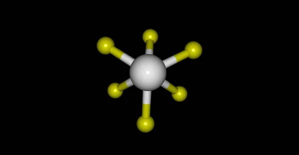 六氟化钨分子结构上黑色孤立 — 图库照片