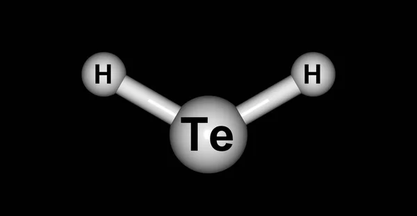 Hidrojen telluride moleküler yapısı üzerine siyah izole — Stok fotoğraf