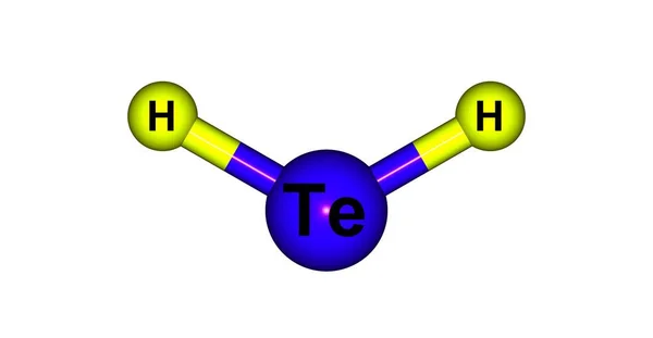 Molekulare Struktur des Wasserstofftellurid isoliert auf weiß — Stockfoto