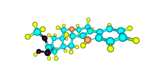 Yohimbine estrutura molecular isolada no branco — Fotografia de Stock