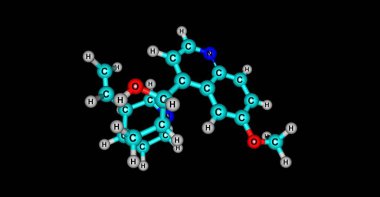 Kinin moleküler yapısı üzerine siyah izole