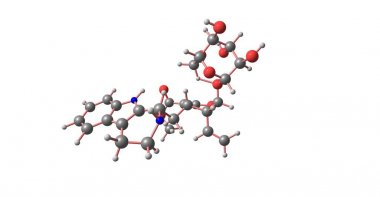 Strictosidine moleküler yapısı üzerinde beyaz izole
