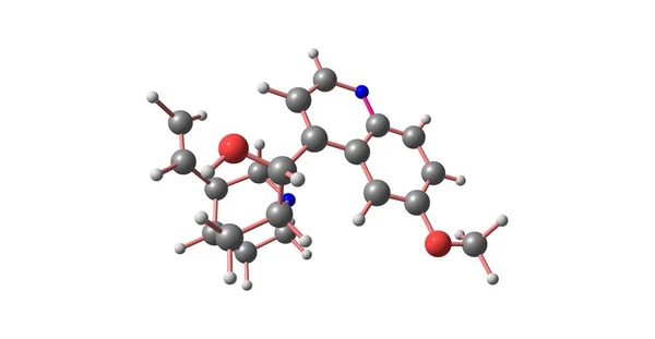 Struttura molecolare del chinino isolata su bianco — Foto Stock