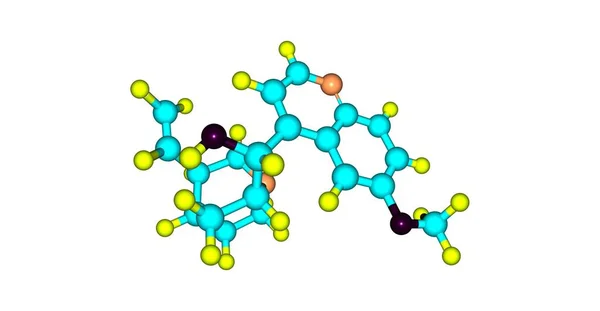 奎宁分子结构上白色孤立 — 图库照片
