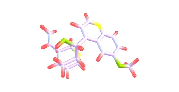 Kinin molekuláris szerkezete elszigetelt fehér — Stock Fotó
