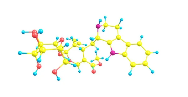 Estructura molecular de estrictosidina aislada en blanco —  Fotos de Stock