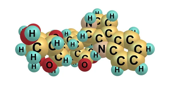 Strictosidine moleküler yapısı üzerinde beyaz izole — Stok fotoğraf