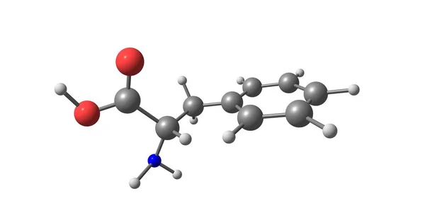 Phenylalanin molekulare Struktur isoliert auf weiß — Stockfoto