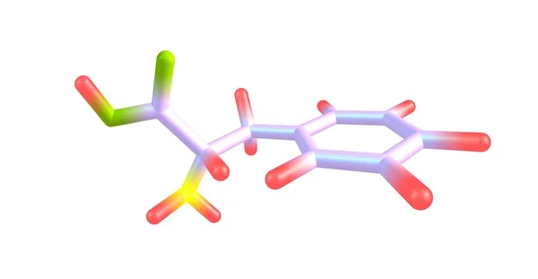 Estrutura molecular da fenilalanina isolada sobre o branco — Fotografia de Stock