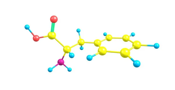 Fenilalanin moleküler yapısı üzerinde beyaz izole — Stok fotoğraf