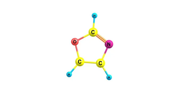 Estrutura molecular do oxazole isolada no branco — Fotografia de Stock