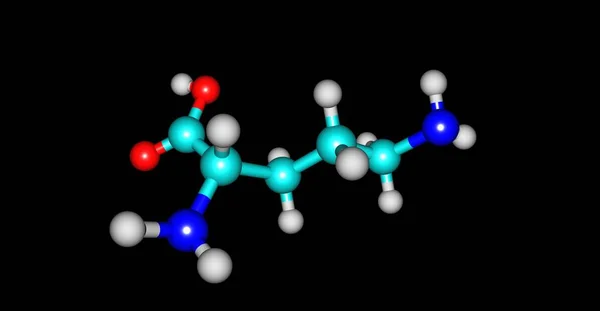 Estructura molecular de ornitina aislada en negro —  Fotos de Stock