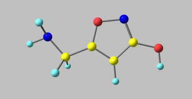 Gri izole Muscimol moleküler yapısı