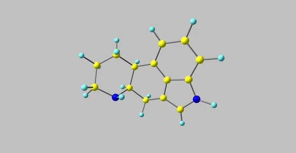 Estructura molecular ergolina aislada en gris —  Fotos de Stock