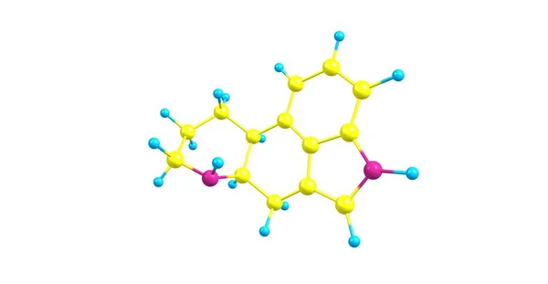 Estrutura molecular ergolina isolada em branco — Fotografia de Stock