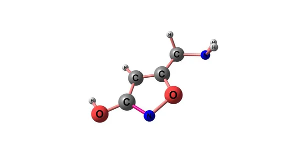 Estructura molecular de Muscimol aislada en blanco —  Fotos de Stock