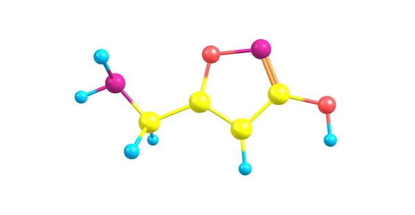 Moleculaire structuur muscimol geïsoleerd op wit — Stockfoto