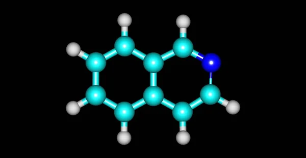 Struktura cząsteczkowa izochinolinowych na czarnym tle — Zdjęcie stockowe
