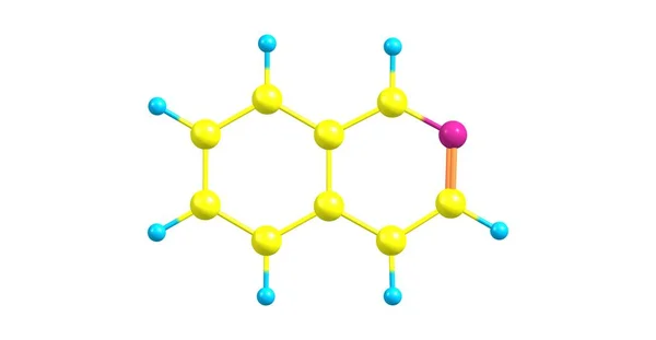 Молекулярна структура ізохіноліну ізольована на білому — стокове фото
