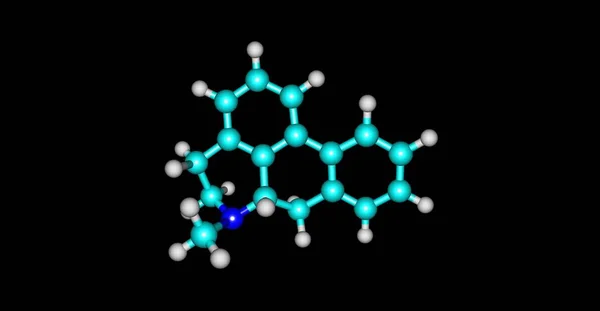 Struttura molecolare di porfina isolata su nero — Foto Stock
