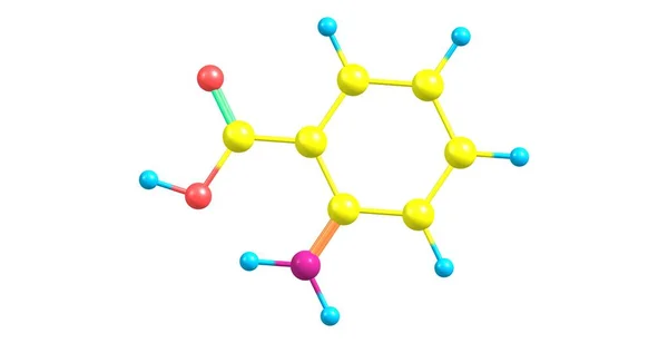 Estrutura molecular do ácido antranílico isolado em branco — Fotografia de Stock