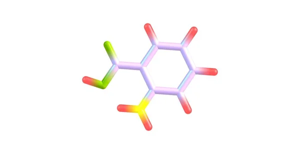 Estrutura molecular do ácido antranílico isolado em branco — Fotografia de Stock