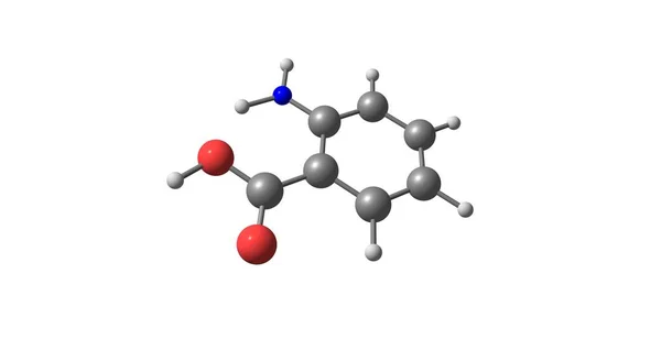 Estructura molecular del ácido antranílico aislada en blanco —  Fotos de Stock