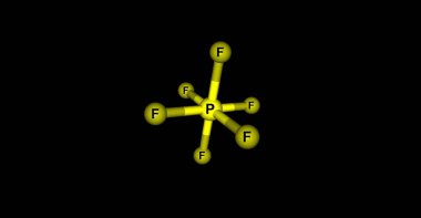 Siyah izole Hexafluorophosphate moleküler yapısı