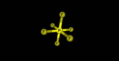 Hexafluorophosphate molecular structure isolated on black clipart