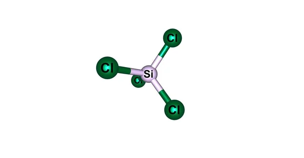 Estrutura molecular de tetracloreto de silício isolado em branco — Fotografia de Stock