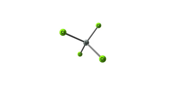 Estrutura molecular de tetracloreto de silício isolado em branco — Fotografia de Stock