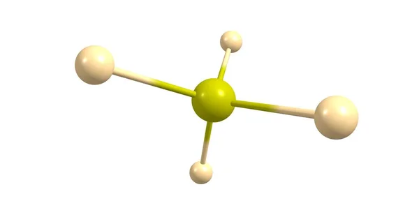 Svavel Kiseltetrafluorid molekylstruktur isolerad på vit — Stockfoto
