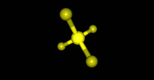 Estructura molecular de tetrafluoruro de azufre aislada en negro —  Fotos de Stock