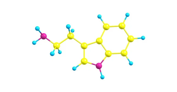 Estructura molecular de triptamina aislada en blanco —  Fotos de Stock