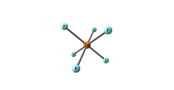 Estructura molecular del hexafluoruro de telurio aislada en blanco —  Fotos de Stock