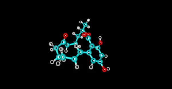 Moleculaire structuur zearalenon geïsoleerd op zwart — Stockfoto