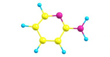 2-Aminopyridine moleküler yapısı üzerinde beyaz izole