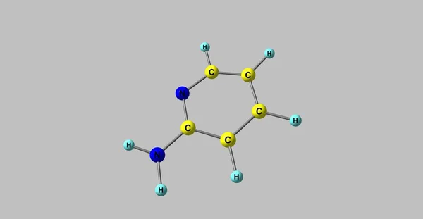 2-aminopyridin molekylstruktur isolerad på grå — Stockfoto