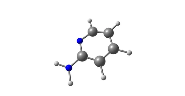 2-Aminopyridine moleküler yapısı üzerinde beyaz izole — Stok fotoğraf