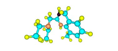 Lidokain moleküler yapısı üzerinde beyaz izole