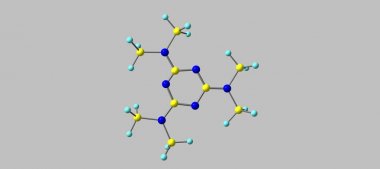 gri izole 2,4,6-trisdimethylamino-1,3,5-triazine moleküler yapısı