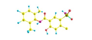 Xipamide moleküler yapısı üzerinde beyaz izole