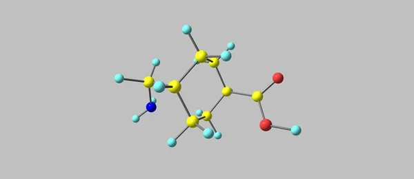 Structure moléculaire de l'acide tranexamique isolée sur gris — Photo