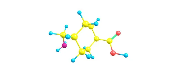 Struttura molecolare dell'acido tranexamico isolata su bianco — Foto Stock