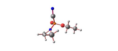 Beyaz izole Tabun moleküler yapısı