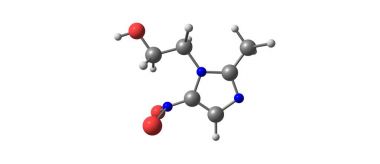 Metronidazol moleküler yapısı üzerinde beyaz izole