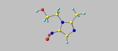 Gri izole Metronidazol moleküler yapısı