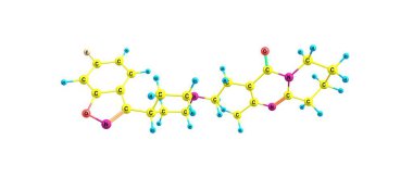 Risperidon ilaç moleküler yapısı üzerinde beyaz izole